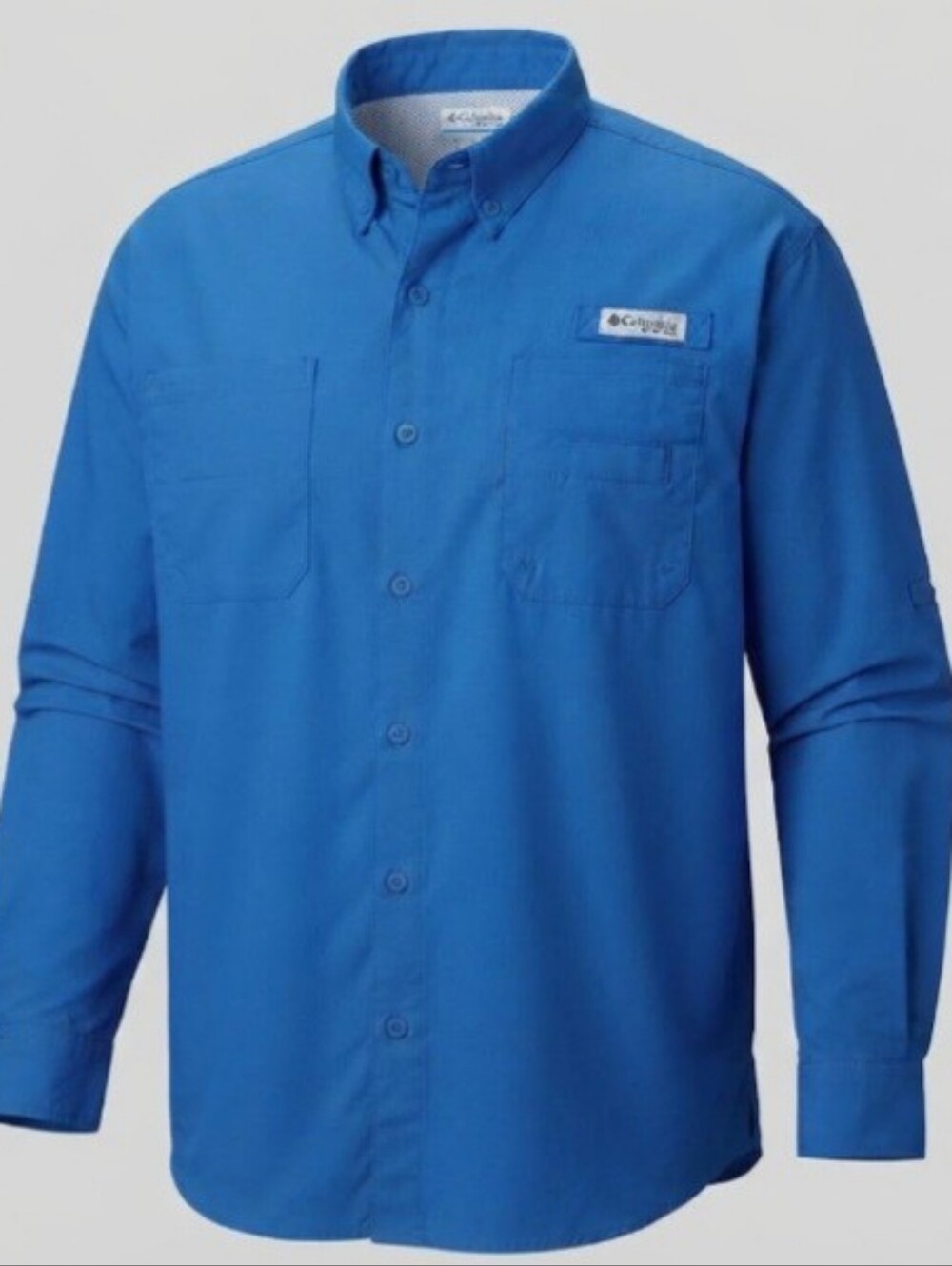 Columbia Blue Casual Button Down Shirt. 2 Pockets. Size L. Like New!